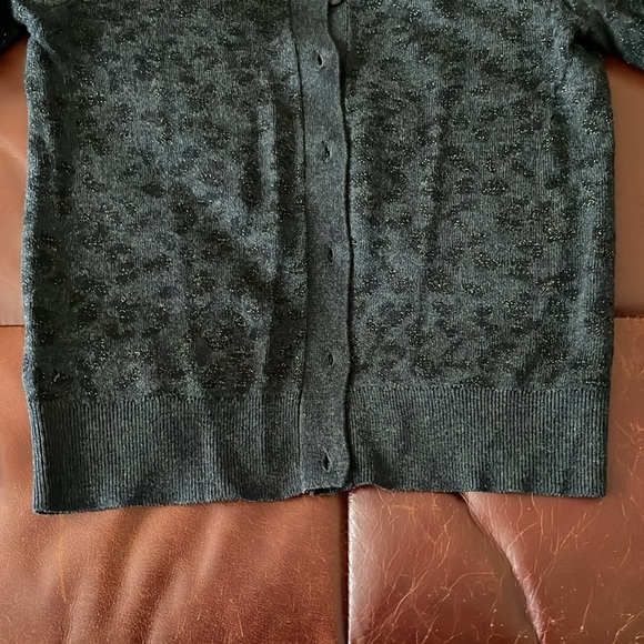 Ann Taylor Loft Black on Black Leopard Print Cardigan Ladies Size S EUC - Picture 4 of 7